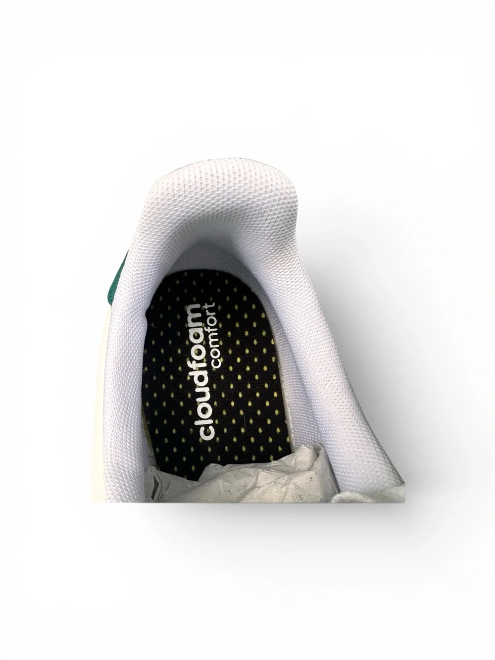 adidas White Sneakers with Green Heel Tab